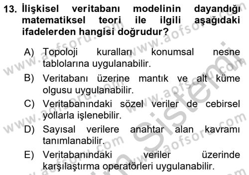 Konumsal Veritabanı 1 Dersi 2018 - 2019 Yılı Yaz Okulu Sınav Soruları 13. Soru