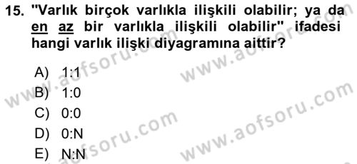 Konumsal Veritabanı 1 Dersi 2018 - 2019 Yılı Yaz Okulu Sınav Soruları 15. Soru