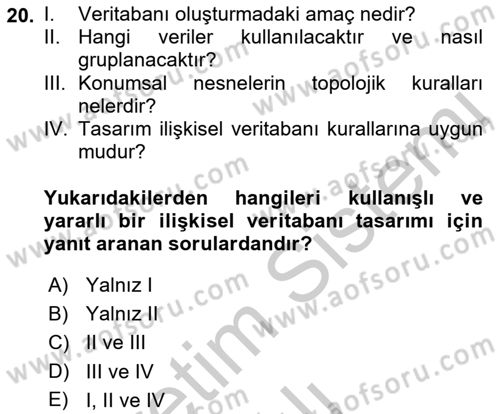 Konumsal Veritabanı 1 Dersi 2018 - 2019 Yılı Yaz Okulu Sınav Soruları 20. Soru