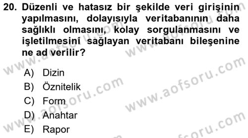 Konumsal Veritabanı 1 Dersi Ara Sınavı Deneme Sınav Soruları 20. Soru