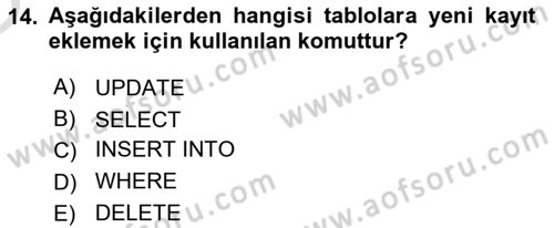 Konumsal Veritabanı 1 Dersi 2020 - 2021 Yılı Yaz Okulu Sınav Soruları 14. Soru