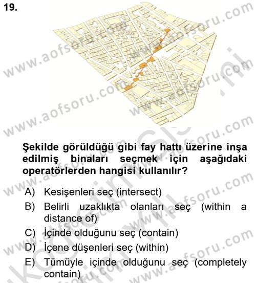 Konumsal Veritabanı 1 Dersi 2020 - 2021 Yılı Yaz Okulu Sınav Soruları 19. Soru