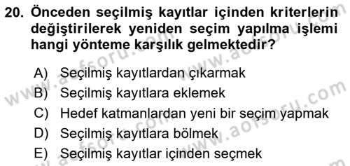 Konumsal Veritabanı 1 Dersi 2020 - 2021 Yılı Yaz Okulu Sınav Soruları 20. Soru