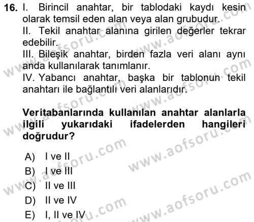 Konumsal Veritabanı 1 Dersi 2021 - 2022 Yılı (Vize) Ara Sınav Soruları 16. Soru