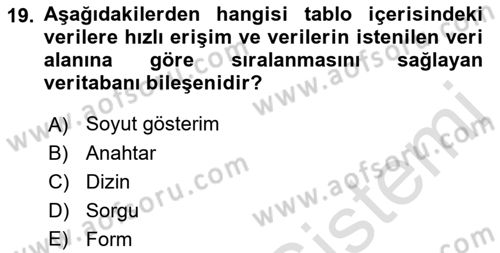 Konumsal Veritabanı 1 Dersi 2021 - 2022 Yılı (Vize) Ara Sınav Soruları 19. Soru