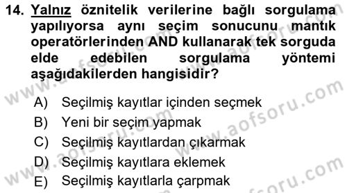 Konumsal Veritabanı 1 Dersi 2021 - 2022 Yılı (Final) Dönem Sonu Sınav Soruları 14. Soru