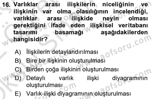Konumsal Veritabanı 1 Dersi 2021 - 2022 Yılı Yaz Okulu Sınav Soruları 16. Soru