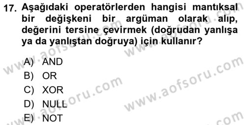 Konumsal Veritabanı 1 Dersi 2021 - 2022 Yılı Yaz Okulu Sınav Soruları 17. Soru