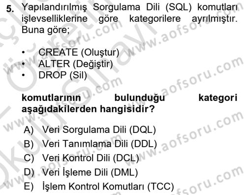 Konumsal Veritabanı 1 Dersi 2021 - 2022 Yılı Yaz Okulu Sınav Soruları 5. Soru
