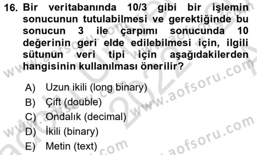 Konumsal Veritabanı 1 Dersi 2022 - 2023 Yılı (Vize) Ara Sınav Soruları 16. Soru