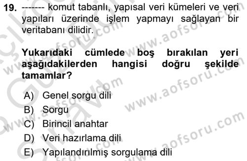 Konumsal Veritabanı 1 Dersi 2022 - 2023 Yılı (Vize) Ara Sınav Soruları 19. Soru