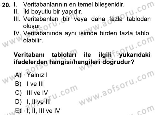 Konumsal Veritabanı 1 Dersi 2022 - 2023 Yılı (Vize) Ara Sınav Soruları 20. Soru