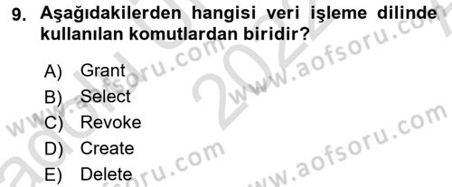 Konumsal Veritabanı 1 Dersi 2022 - 2023 Yılı (Vize) Ara Sınav Soruları 9. Soru