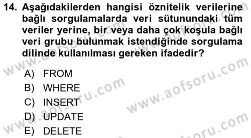 Konumsal Veritabanı 1 Dersi 2022 - 2023 Yılı (Final) Dönem Sonu Sınav Soruları 14. Soru