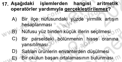 Konumsal Veritabanı 1 Dersi 2022 - 2023 Yılı (Final) Dönem Sonu Sınav Soruları 17. Soru