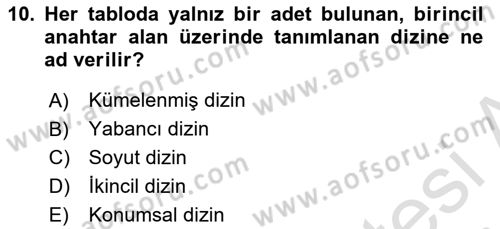 Konumsal Veritabanı 1 Dersi 2022 - 2023 Yılı Yaz Okulu Sınav Soruları 10. Soru