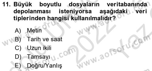 Konumsal Veritabanı 1 Dersi 2022 - 2023 Yılı Yaz Okulu Sınav Soruları 11. Soru