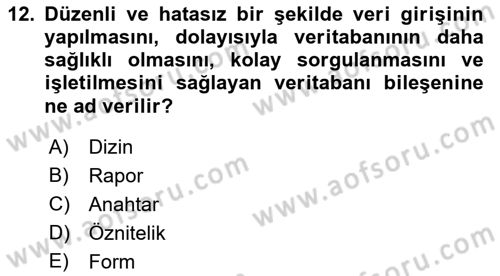 Konumsal Veritabanı 1 Dersi 2022 - 2023 Yılı Yaz Okulu Sınav Soruları 12. Soru