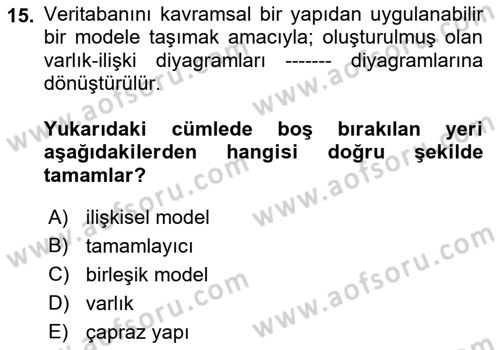 Konumsal Veritabanı 1 Dersi 2022 - 2023 Yılı Yaz Okulu Sınav Soruları 15. Soru