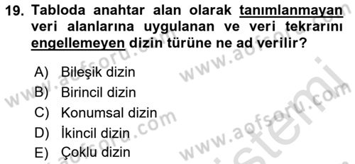 Konumsal Veritabanı 1 Dersi 2023 - 2024 Yılı (Vize) Ara Sınav Soruları 19. Soru