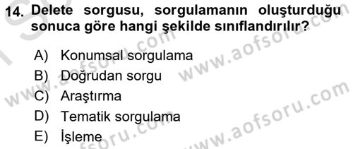 Konumsal Veritabanı 1 Dersi 2023 - 2024 Yılı (Final) Dönem Sonu Sınav Soruları 14. Soru