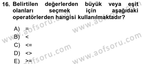 Konumsal Veritabanı 1 Dersi 2023 - 2024 Yılı (Final) Dönem Sonu Sınav Soruları 16. Soru