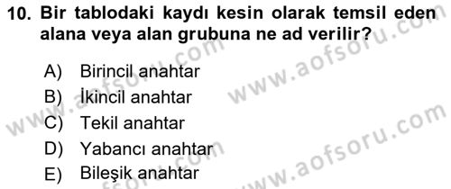 Konumsal Veritabanı 1 Dersi 2023 - 2024 Yılı Yaz Okulu Sınav Soruları 10. Soru