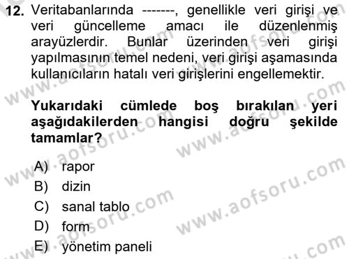Konumsal Veritabanı 1 Dersi 2023 - 2024 Yılı Yaz Okulu Sınav Soruları 12. Soru