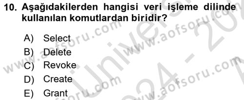 Konumsal Veritabanı 1 Dersi Ara Sınavı Deneme Sınav Soruları 10. Soru