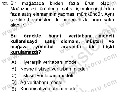 Konumsal Veritabanı 1 Dersi Ara Sınavı Deneme Sınav Soruları 12. Soru