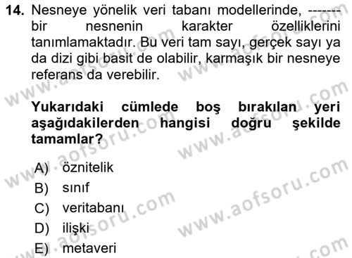 Konumsal Veritabanı 1 Dersi Ara Sınavı Deneme Sınav Soruları 14. Soru