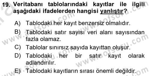 Konumsal Veritabanı 1 Dersi Ara Sınavı Deneme Sınav Soruları 19. Soru