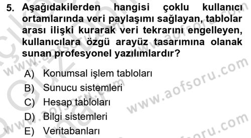 Konumsal Veritabanı 1 Dersi Ara Sınavı Deneme Sınav Soruları 5. Soru