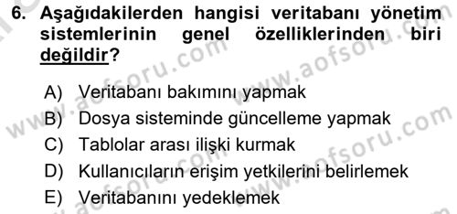 Konumsal Veritabanı 1 Dersi Ara Sınavı Deneme Sınav Soruları 6. Soru