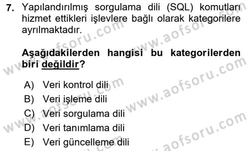 Konumsal Veritabanı 1 Dersi Ara Sınavı Deneme Sınav Soruları 7. Soru
