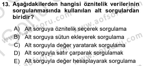 Konumsal Veritabanı 1 Dersi 2024 - 2025 Yılı (Final) Dönem Sonu Sınav Soruları 13. Soru