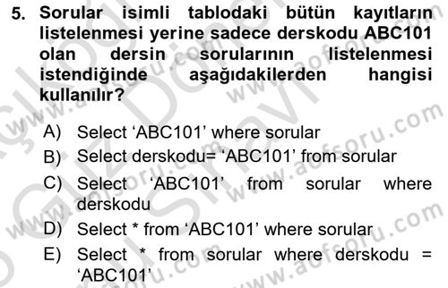 Konumsal Veritabanı 1 Dersi 2024 - 2025 Yılı (Final) Dönem Sonu Sınav Soruları 5. Soru
