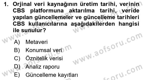 Konumsal Veritabanı 1 Dersi 2024 - 2025 Yılı Yaz Okulu Sınav Soruları 1. Soru