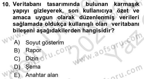 Konumsal Veritabanı 1 Dersi 2024 - 2025 Yılı Yaz Okulu Sınav Soruları 10. Soru