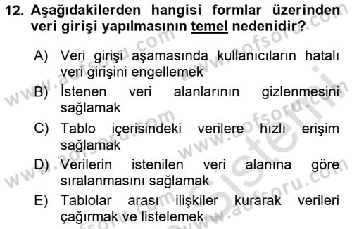 Konumsal Veritabanı 1 Dersi 2024 - 2025 Yılı Yaz Okulu Sınav Soruları 12. Soru
