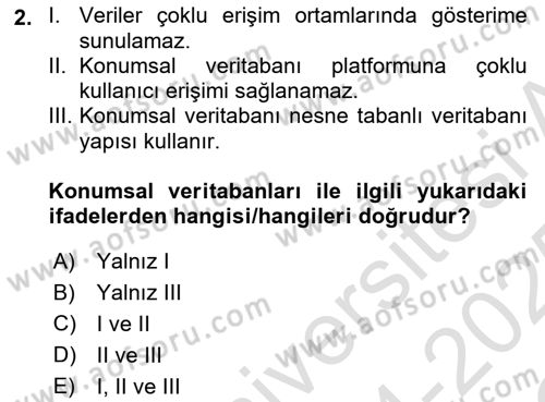 Konumsal Veritabanı 1 Dersi 2024 - 2025 Yılı Yaz Okulu Sınav Soruları 2. Soru