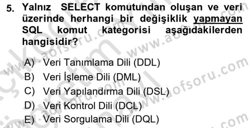 Konumsal Veritabanı 1 Dersi 2024 - 2025 Yılı Yaz Okulu Sınav Soruları 5. Soru