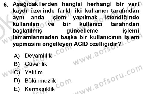 Konumsal Veritabanı 1 Dersi 2024 - 2025 Yılı Yaz Okulu Sınav Soruları 6. Soru