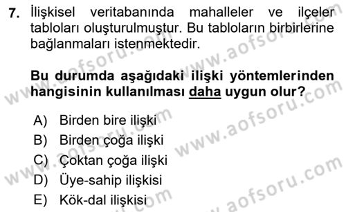 Konumsal Veritabanı 1 Dersi 2024 - 2025 Yılı Yaz Okulu Sınav Soruları 7. Soru