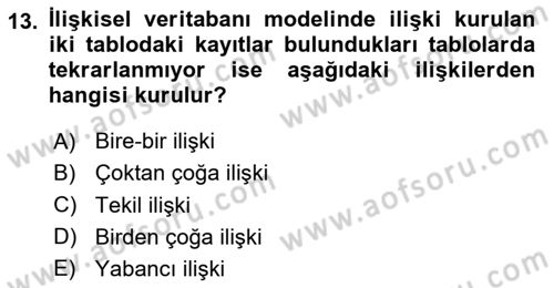 Konumsal Veritabanı 1 Dersi 2025 - 2026 Yılı (Vize) Ara Sınav Soruları 13. Soru