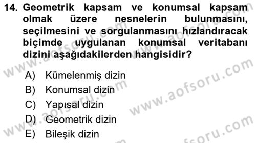 Konumsal Veritabanı 1 Dersi 2025 - 2026 Yılı (Vize) Ara Sınav Soruları 14. Soru