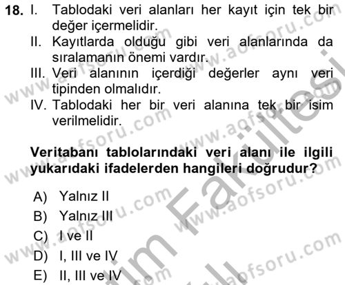 Konumsal Veritabanı 1 Dersi 2025 - 2026 Yılı (Vize) Ara Sınav Soruları 18. Soru
