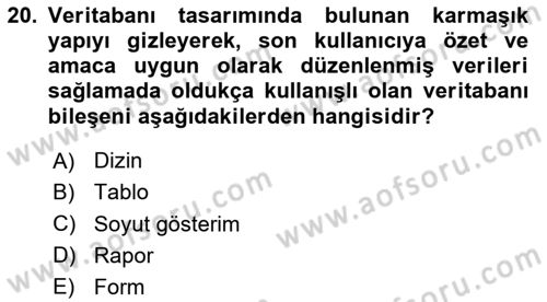 Konumsal Veritabanı 1 Dersi 2025 - 2026 Yılı (Vize) Ara Sınav Soruları 20. Soru