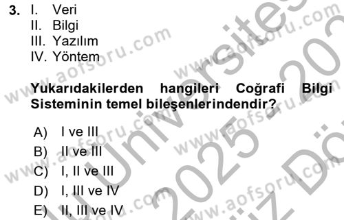 Konumsal Veritabanı 1 Dersi 2025 - 2026 Yılı (Vize) Ara Sınav Soruları 3. Soru