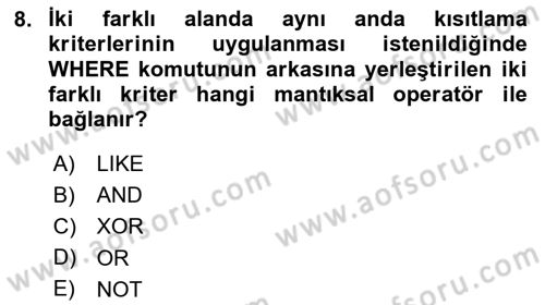 Konumsal Veritabanı 1 Dersi 2025 - 2026 Yılı (Final) Dönem Sonu Sınav Soruları 8. Soru